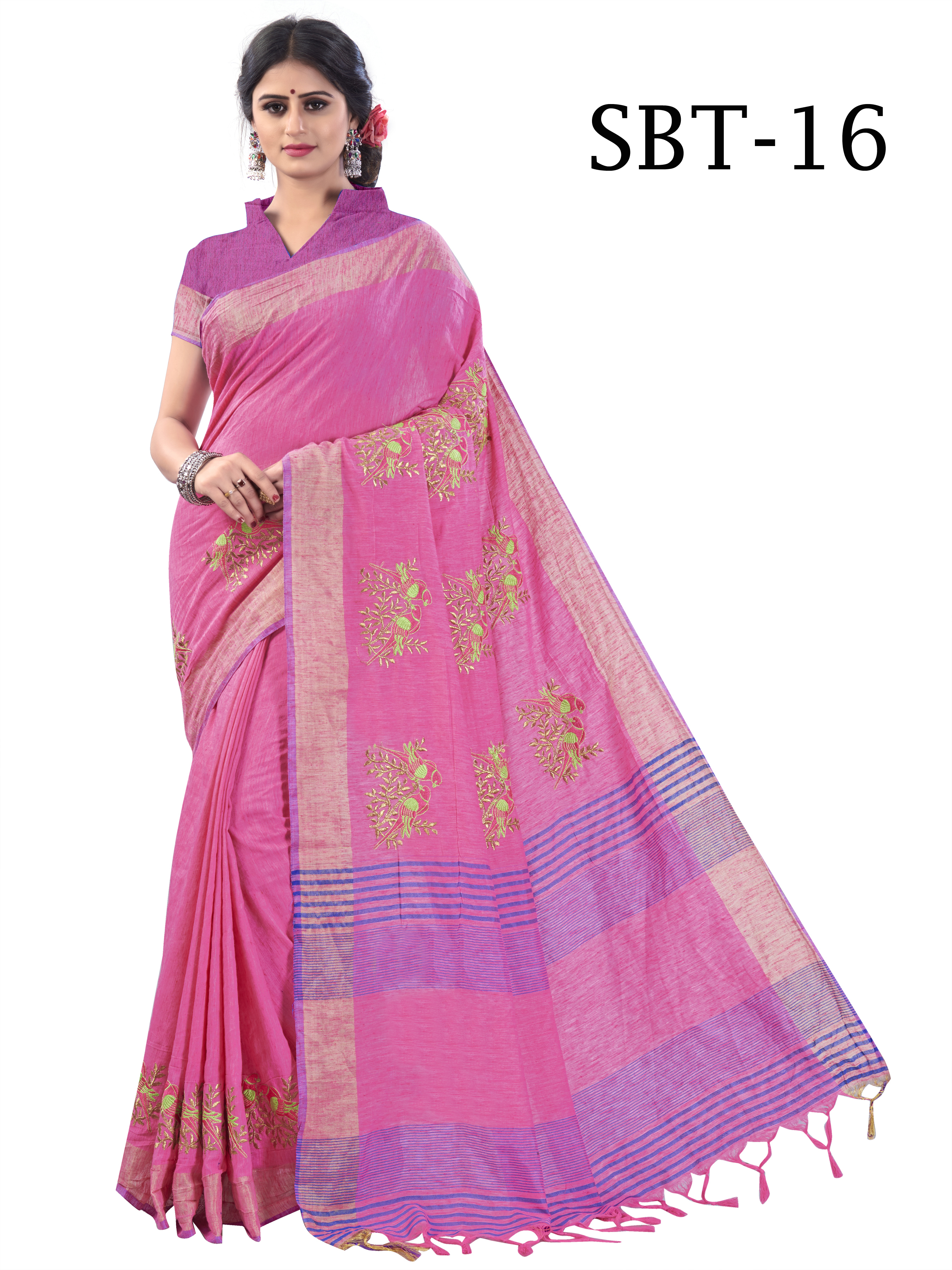 Orange Embroidery Saree