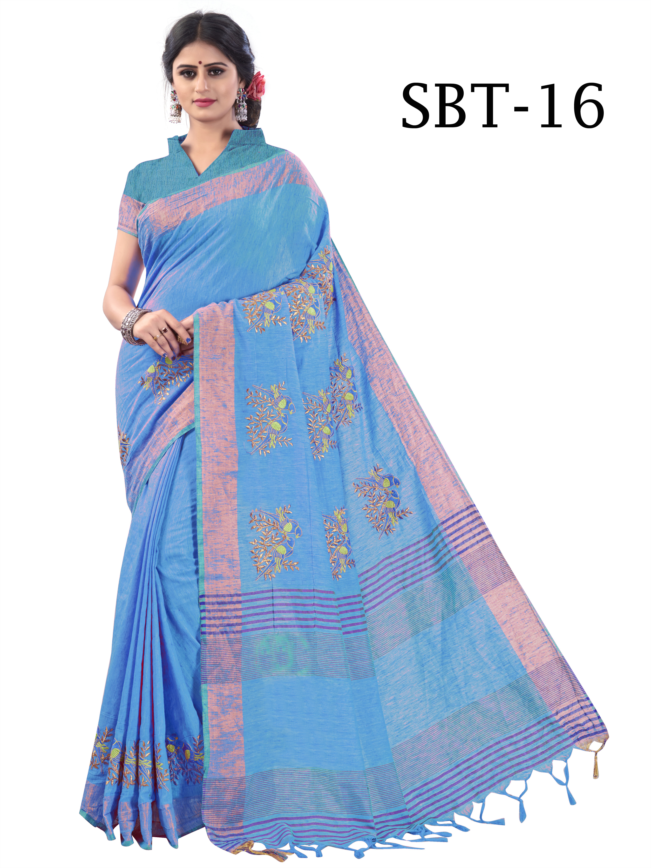 Orange Embroidery Saree