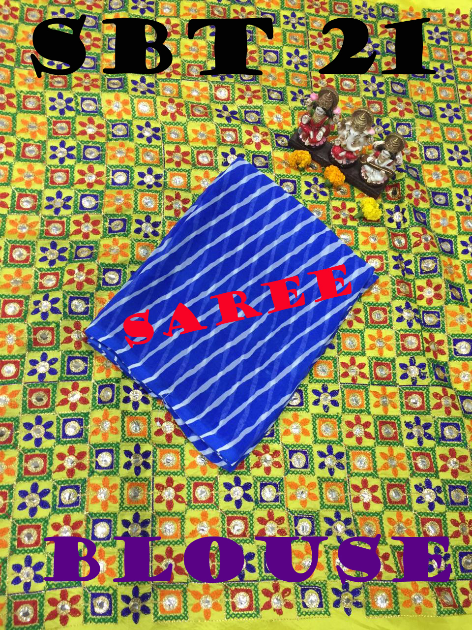 Leheriya Saree With Embroidery Blouse