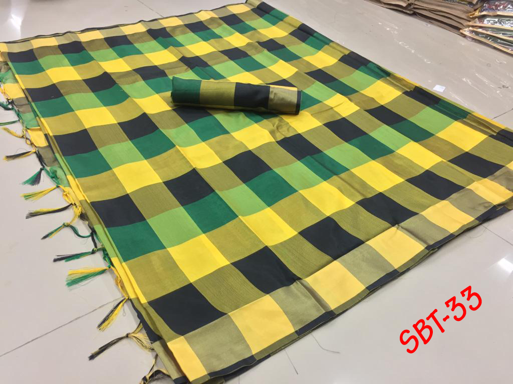 NEW Checks Printed Saree With Jhalar