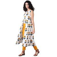 Designer Cotton Kurti With Yellow Pant