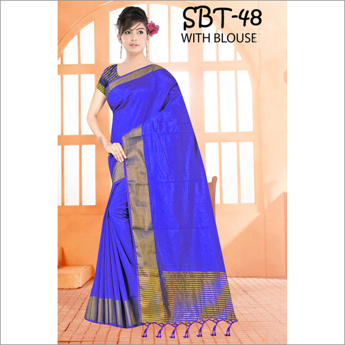 Tussar Silk Saree With Jhalar