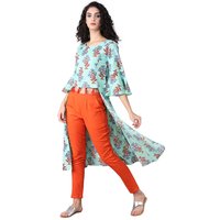 Designer Cotton Kurti With Orange Pant