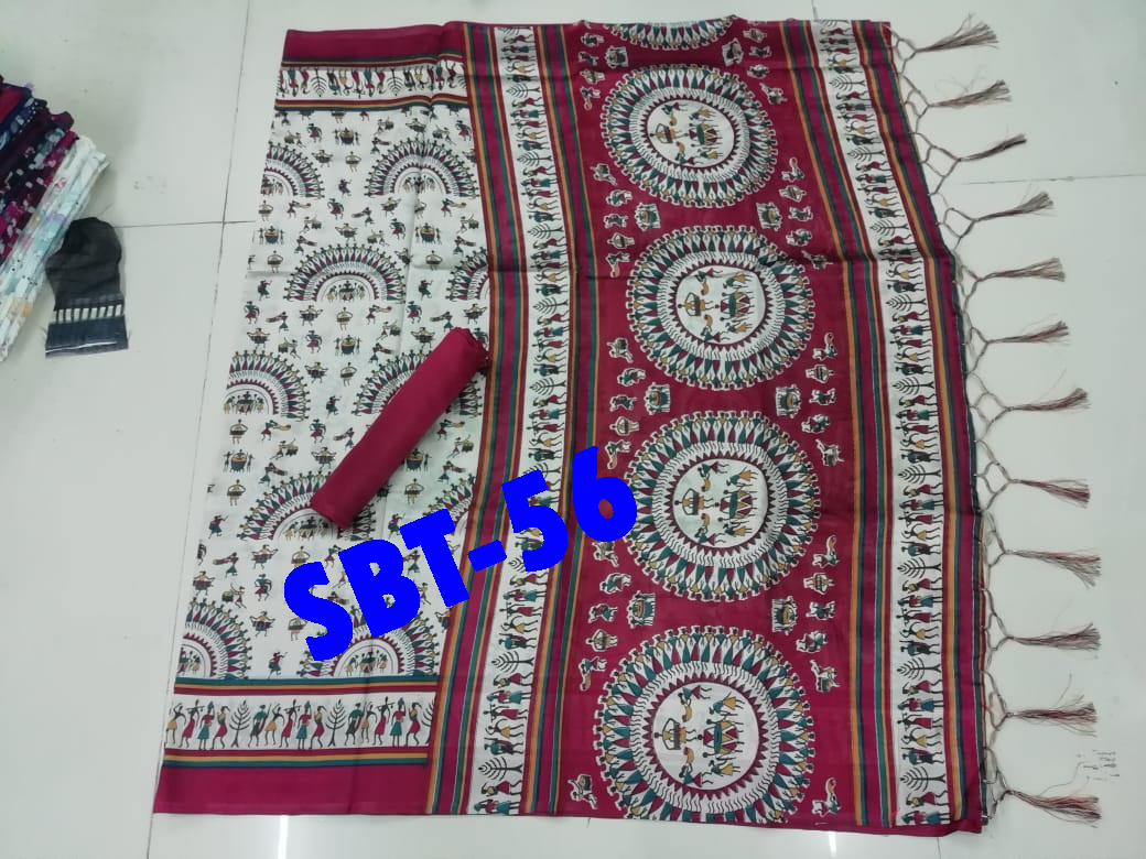 Art Silk Printed Saree With Jhalar