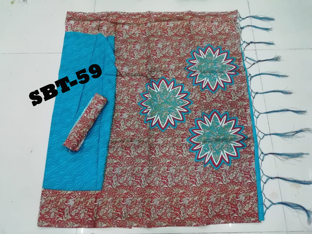 Printed Art Silk Saree With Jhalar