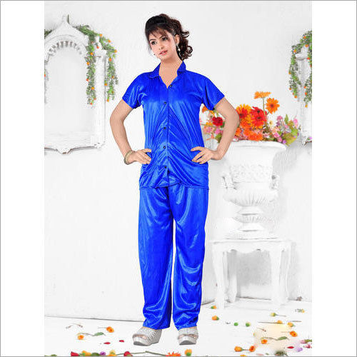 Blue Ladies Plain Night Suit