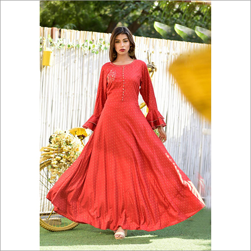 Ladies Red Designer Gown