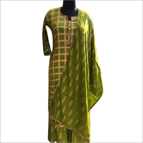Ladies Cotton Silk Palazzo Suit