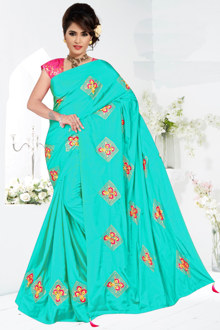Heavy Embroidery Work Sana Silk Saree
