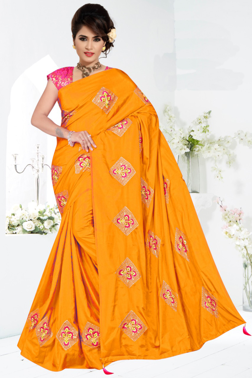 Heavy Embroidery Work Sana Silk Saree