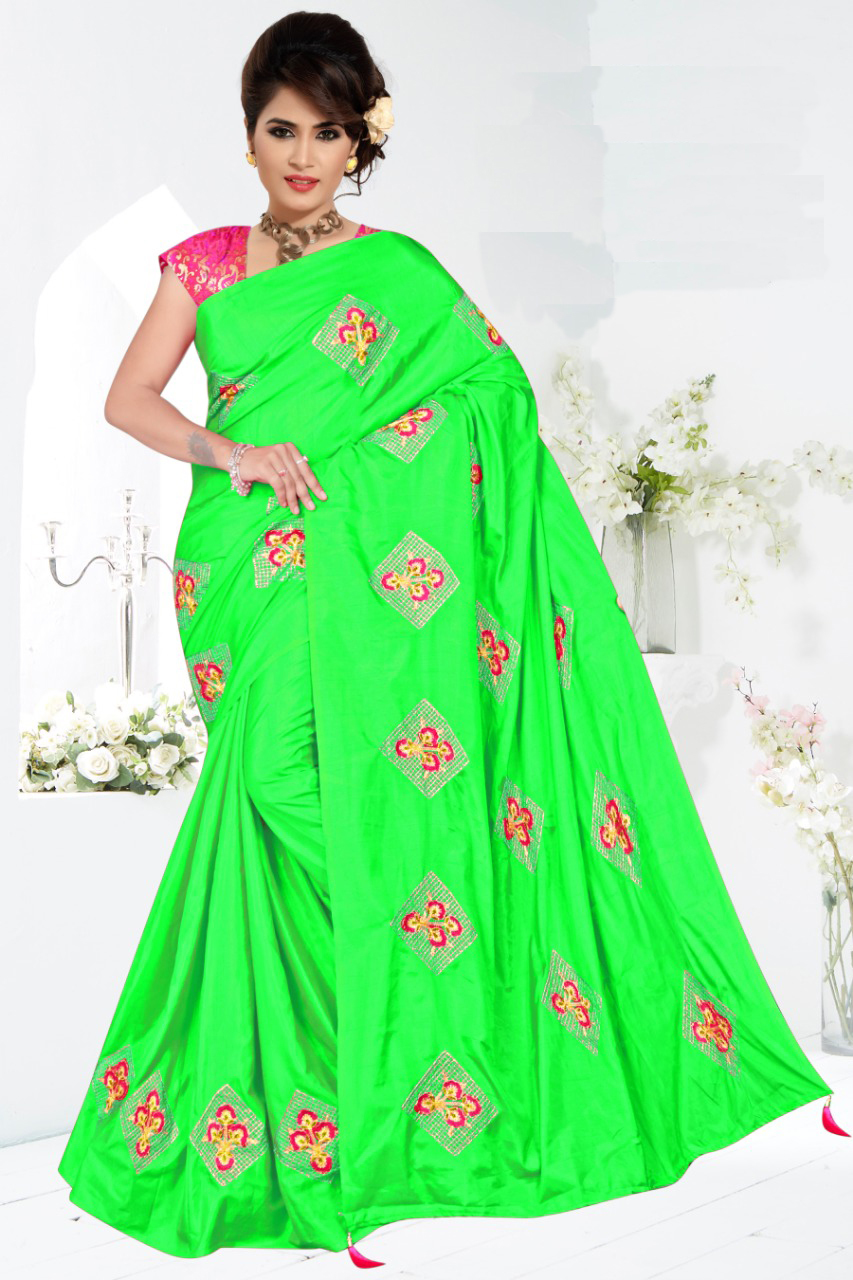 Heavy Embroidery Work Sana Silk Saree