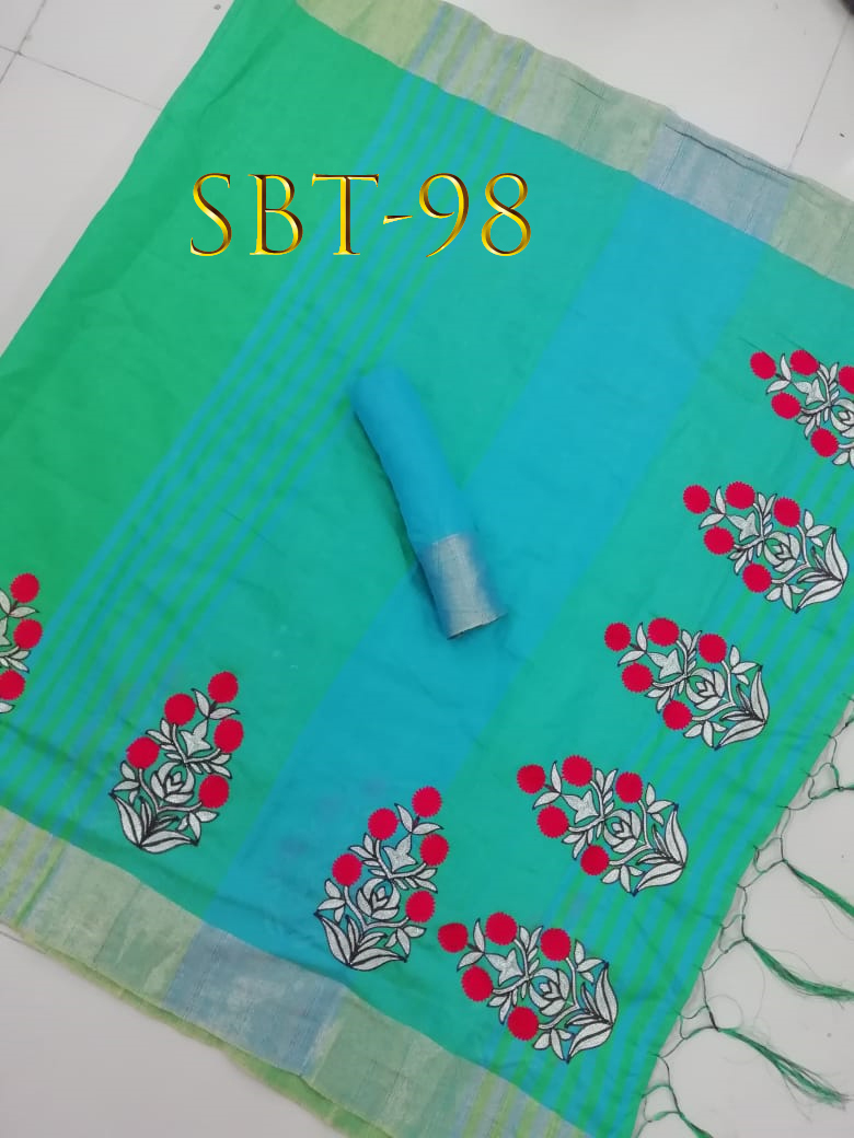 Beautiful Flower Embroidery Work Saree