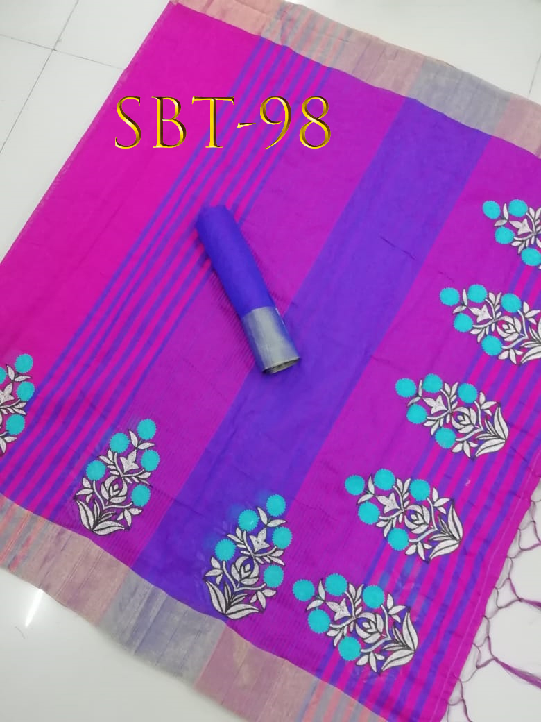 Beautiful Flower Embroidery Work Saree