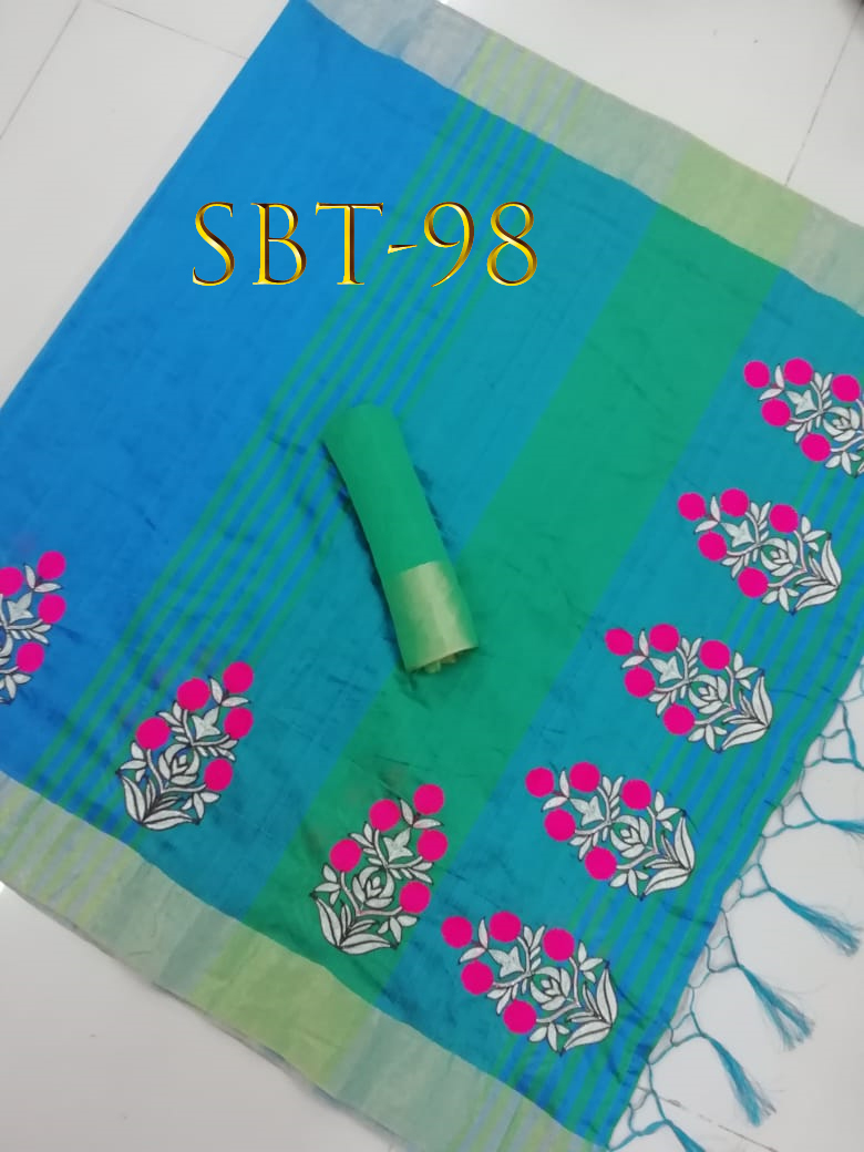 Beautiful Flower Embroidery Work Saree