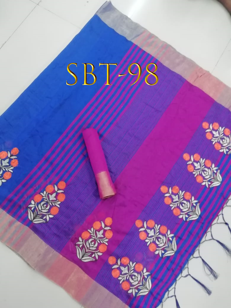 Beautiful Flower Embroidery Work Saree