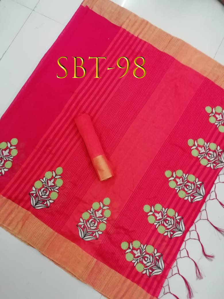Beautiful Flower Embroidery Work Saree