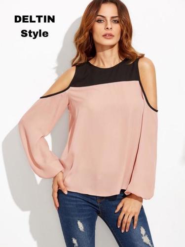 Plain Top - Crepe Material, Sizes S-m-l-xl, Peach Color | Trendy Full Sleeves Design, Easy Washable, All-season Wear