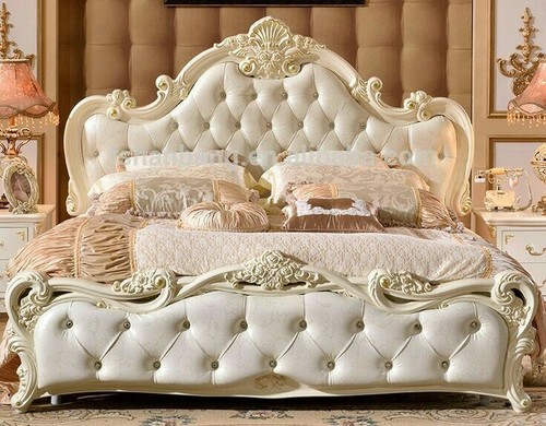 Teakwood Royal White Double Bed
