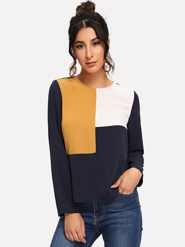 Ladies Top Long - Crepe Material, Size M/XL, Multi Color, Printed Pattern, Full Sleeves | Trendy All-Season Wear, Easy to Wash, Durable Stitching