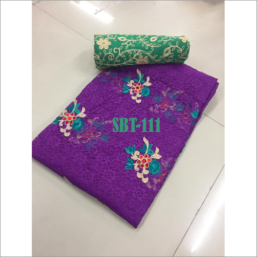 Russel Net with Flower Butta Embroidery Saree