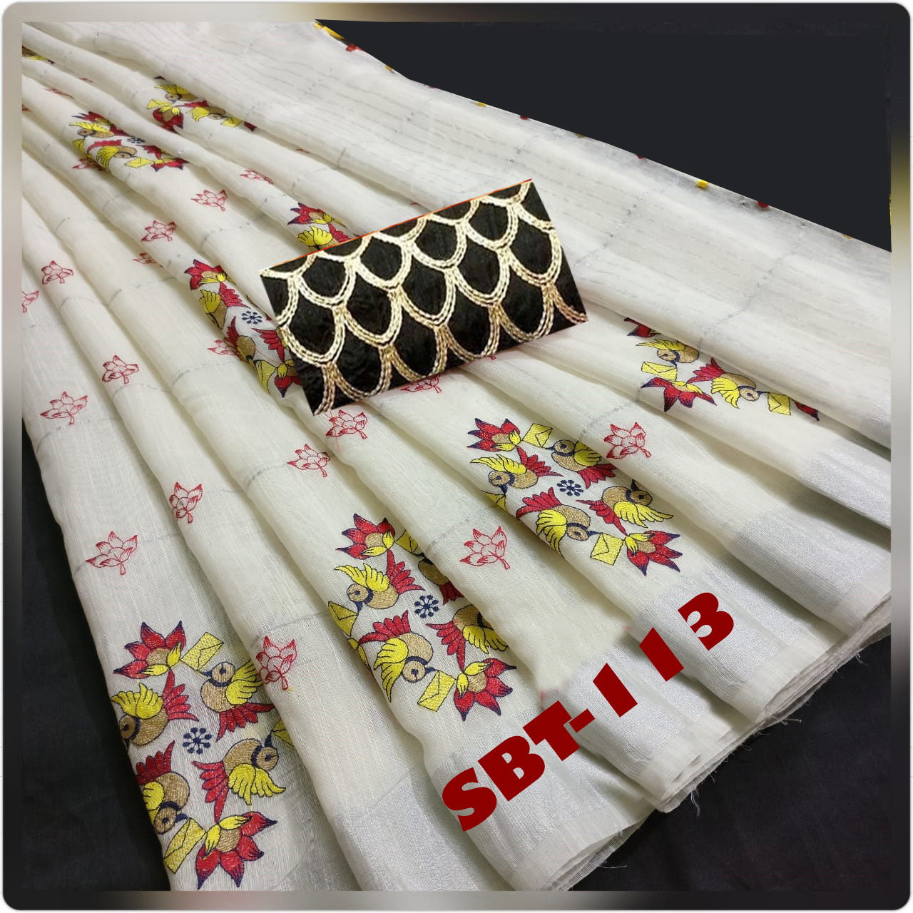 EMBROIDERY WORK LINEN COTTON SAREE