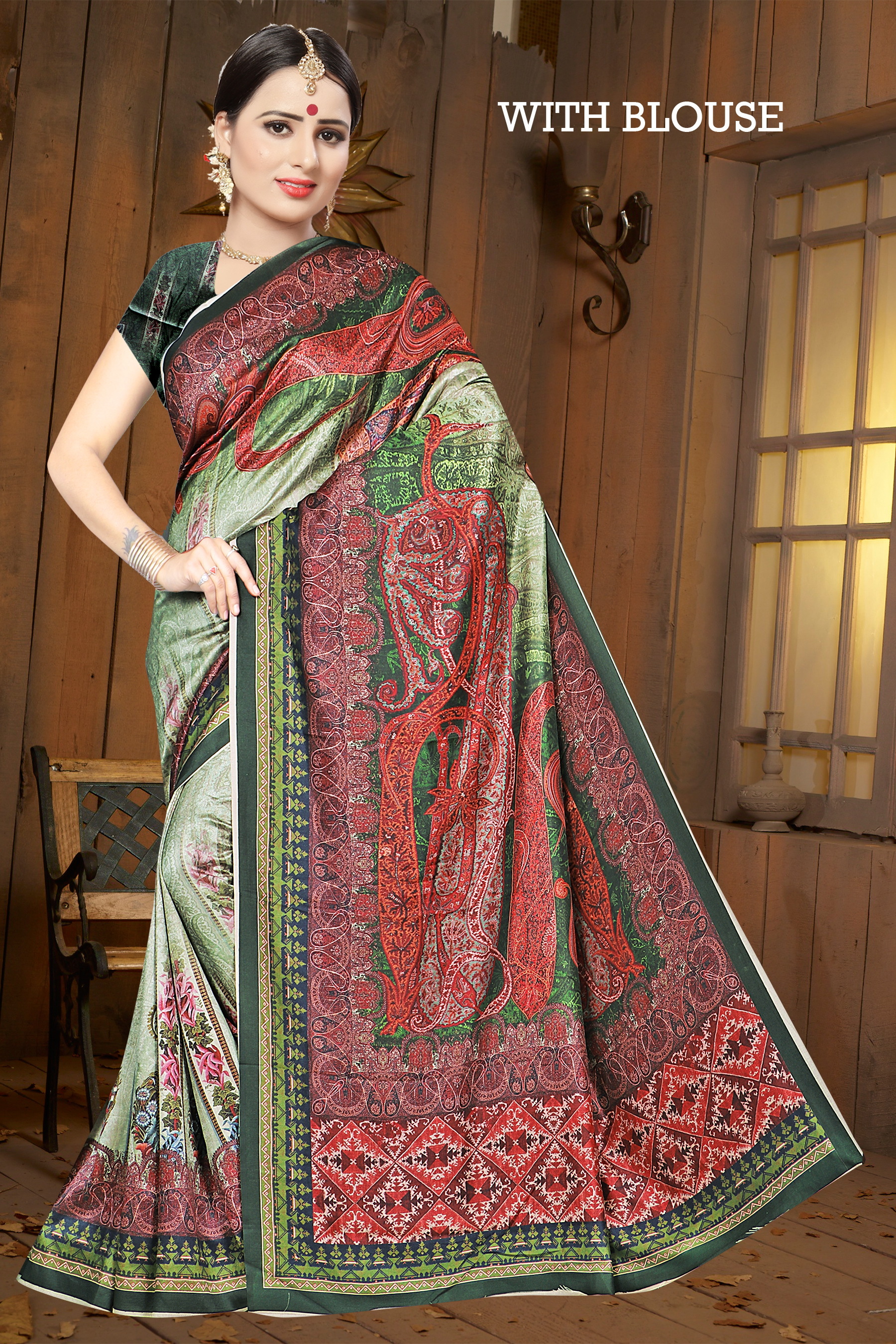 Digital Printed Pashmina Silk Saree