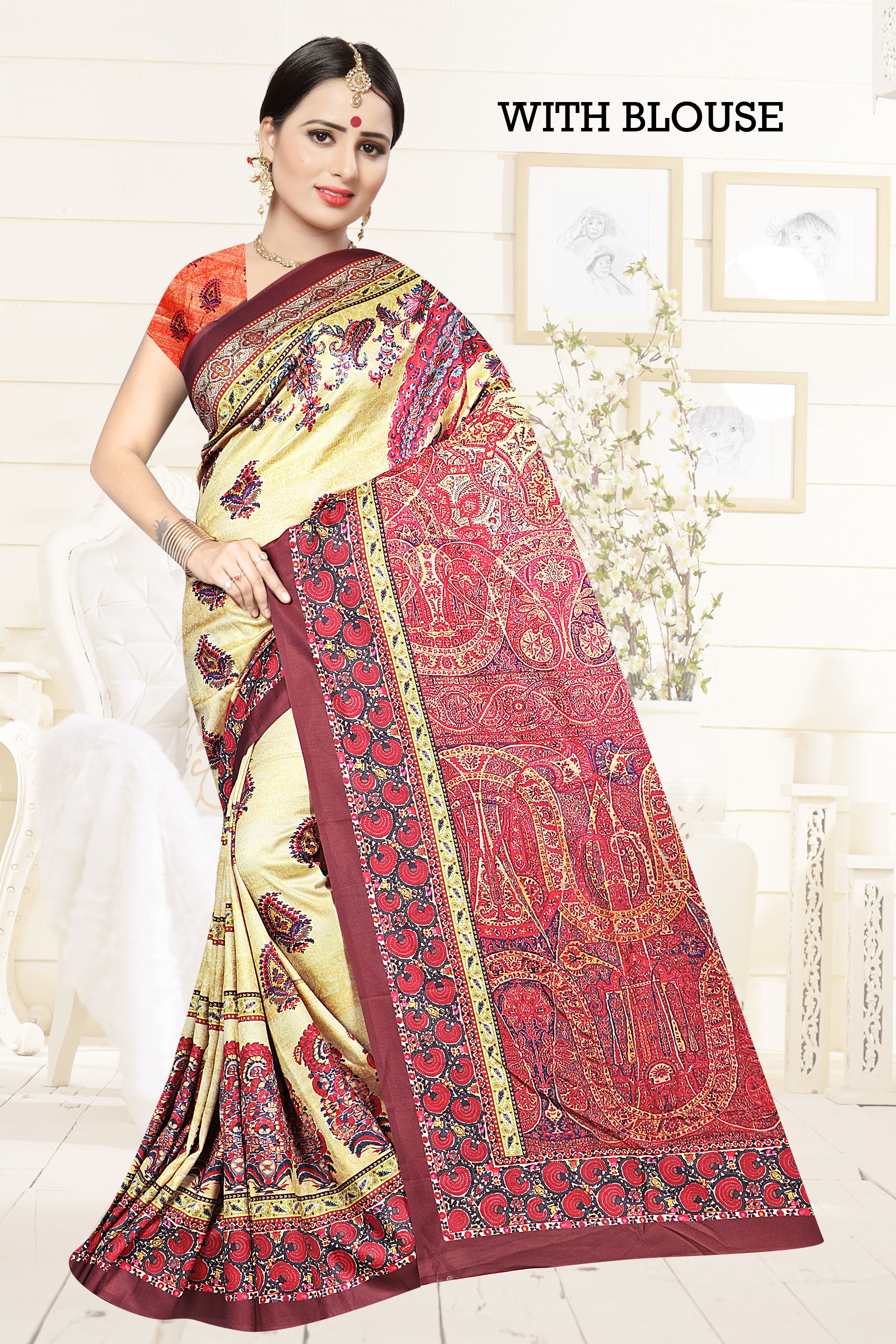 Digital Printed Pashmina Silk Saree