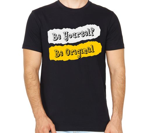 Be Yourself Be Original T-Shirt - Cotton, Sizes S-XXL, Black Color, Short Sleeves, O-Neck, Printed Design