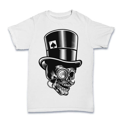 Skull White Colour T Shirt - Cotton, Size S-XXL, Color White, O-Neck, Short Sleeves, Printed Design | Ideal for Males Aged 18-45