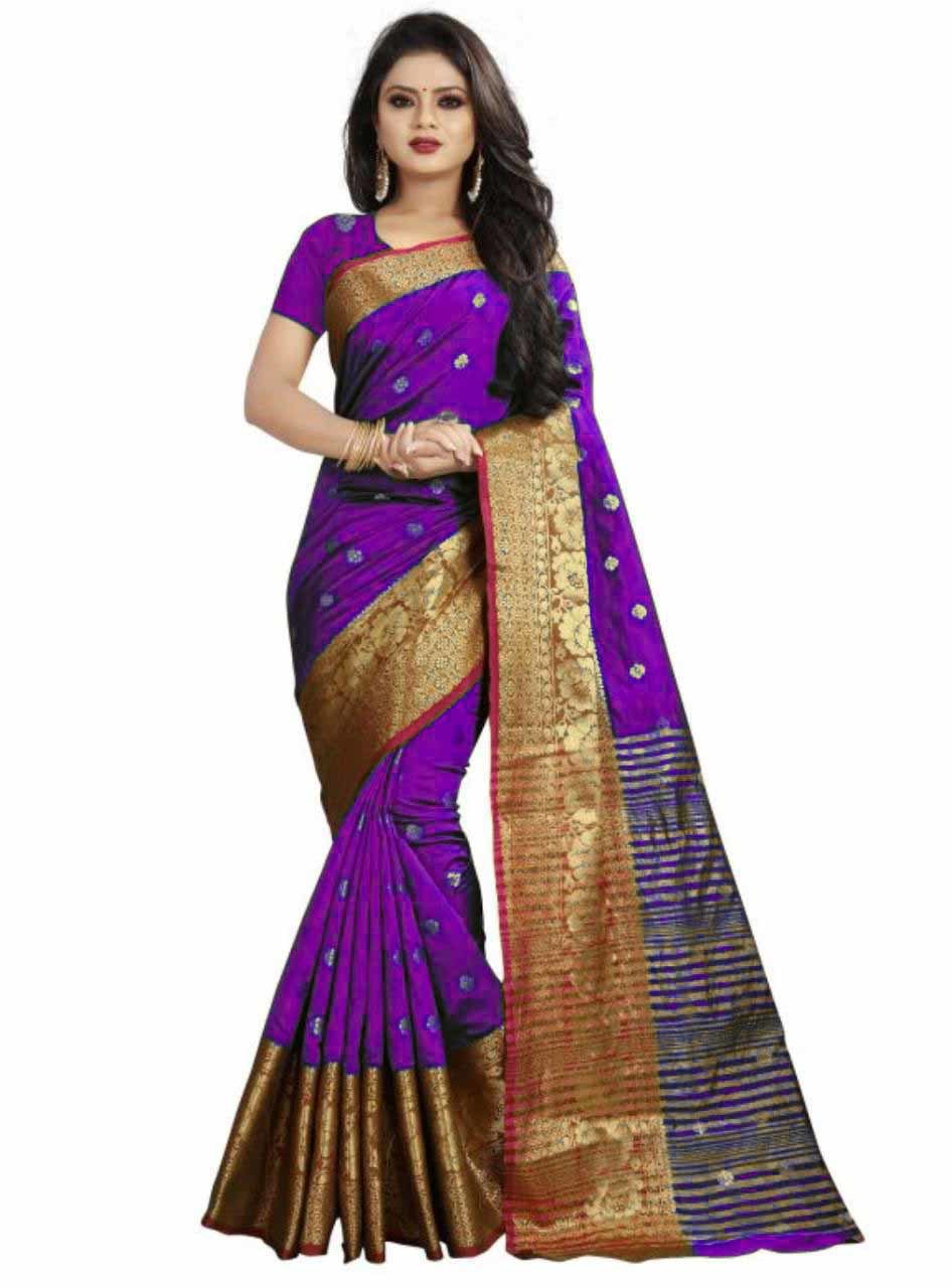 Beautiful Flower Design Cotton Silk Saree