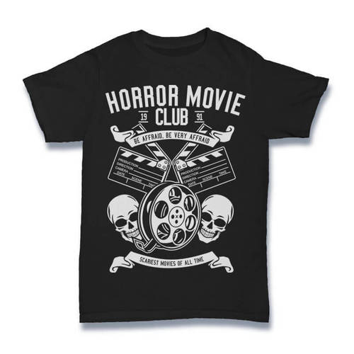 Horror Movie Club Black Colour T Shirt - Cotton, Size [S, M, L, XL, XXL], Black, Short Sleeve, O-Neck, Printed Design | Perfect for Horror Movie Enthusiasts