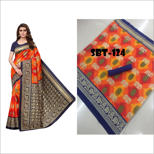 Printed Art Silk Saree With Blouse Piece