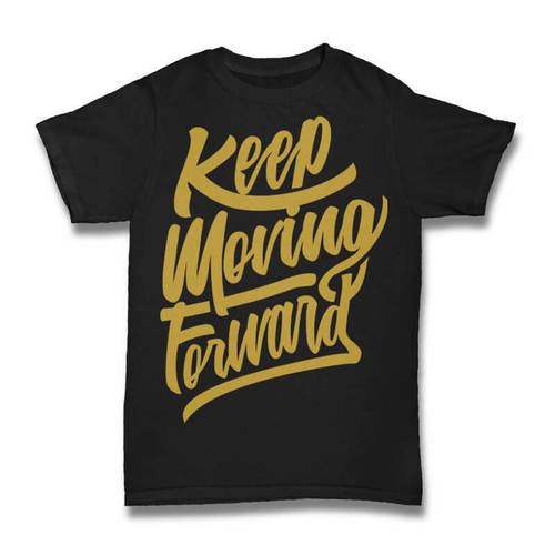 Keep Moving Forward Black T-Shirt - Cotton Fabric, O-Neck Collar, Short Sleeves | Available in Sizes S, M, L, XL, XXL