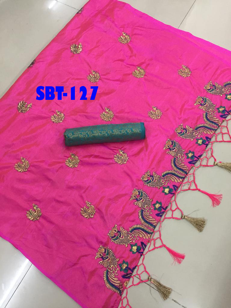 Beautiful Peacock Embroidery Work Saree