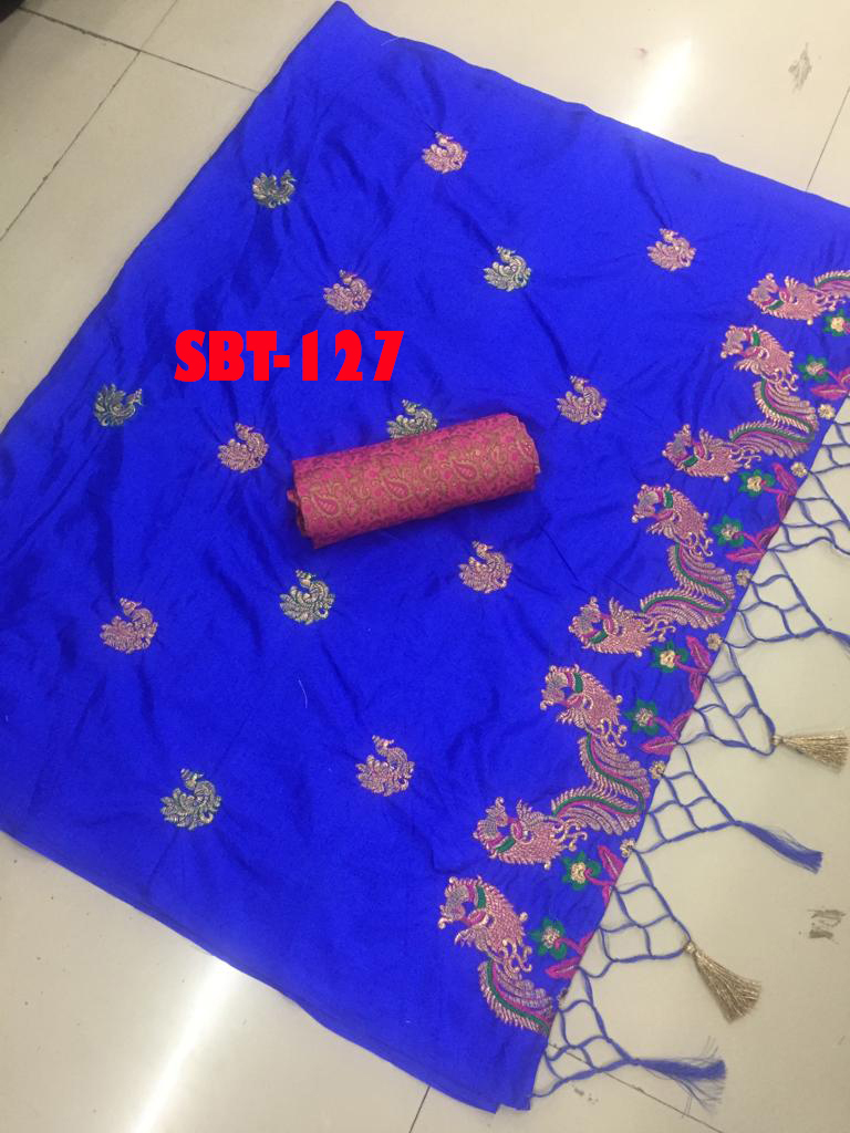 Beautiful Peacock Embroidery Work Saree