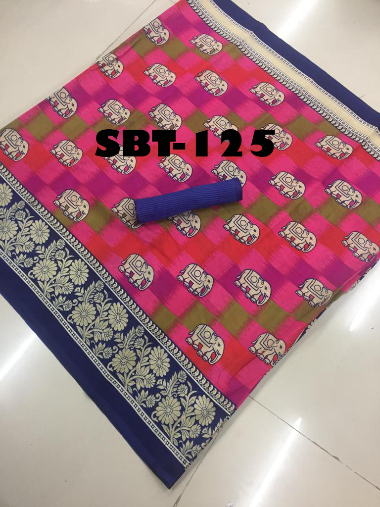 Printed Art Silk Saree With Blouse Piece