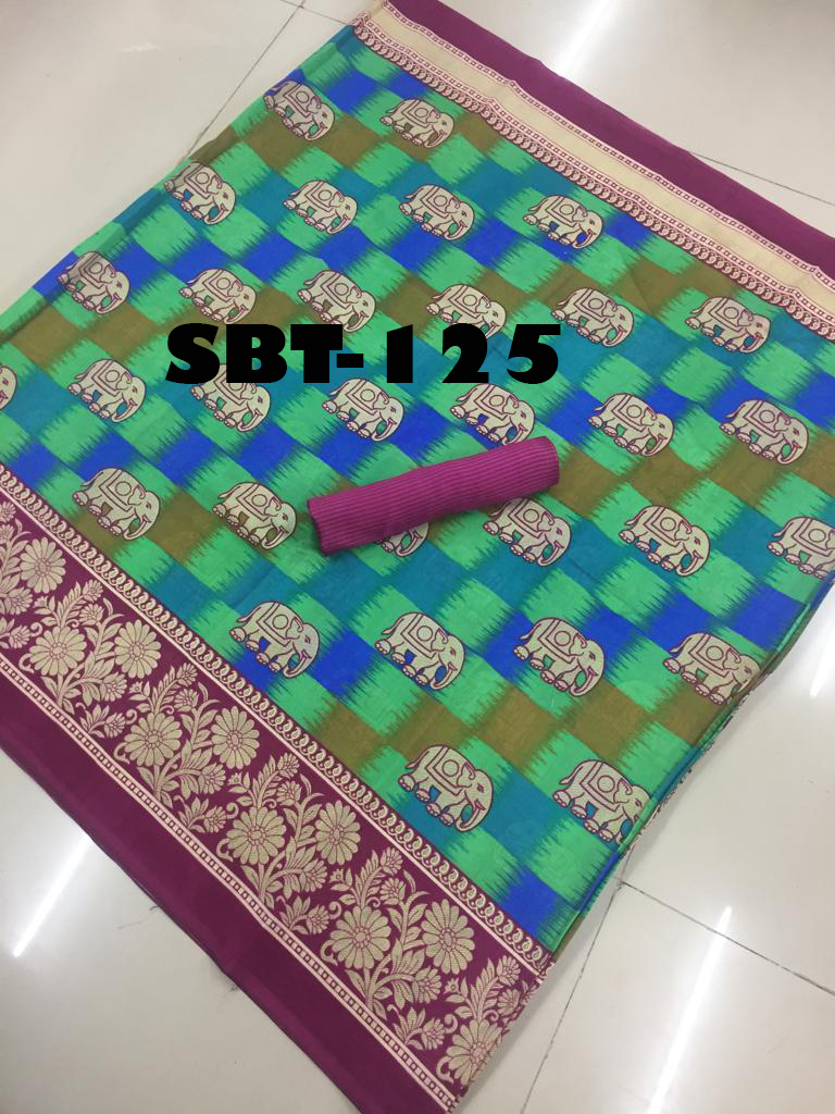 Printed Art Silk Saree With Blouse Piece