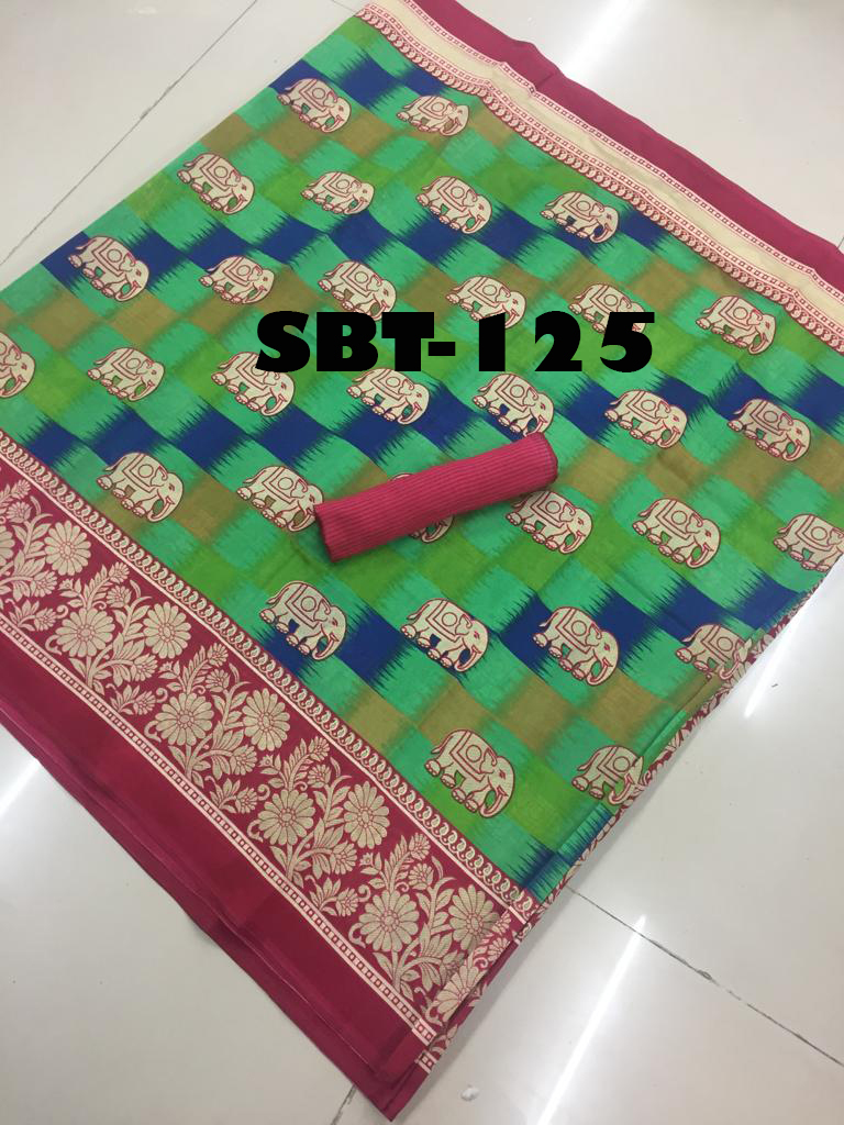 Printed Art Silk Saree With Blouse Piece