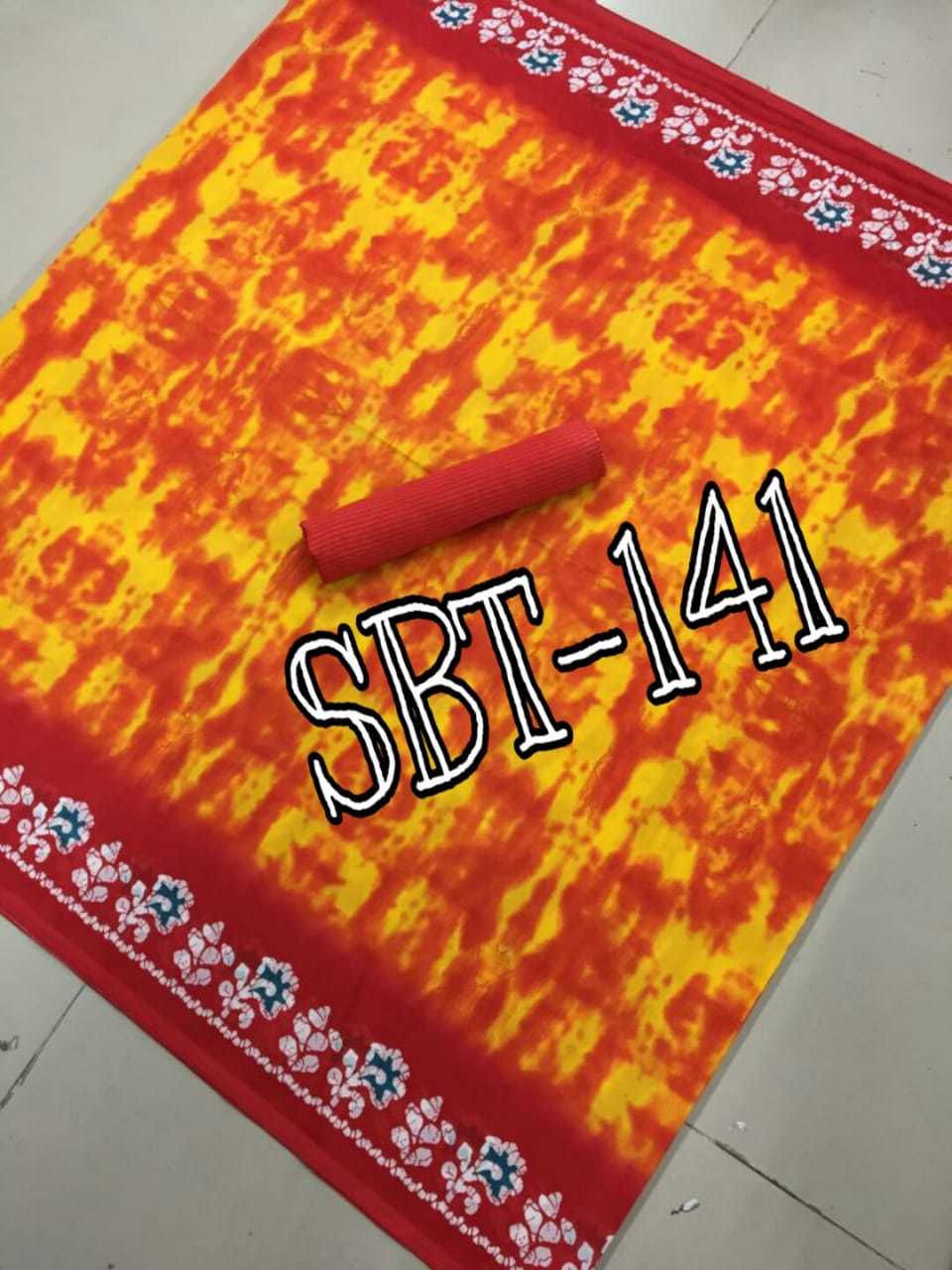 Flower Printed Border Art Silk Saree