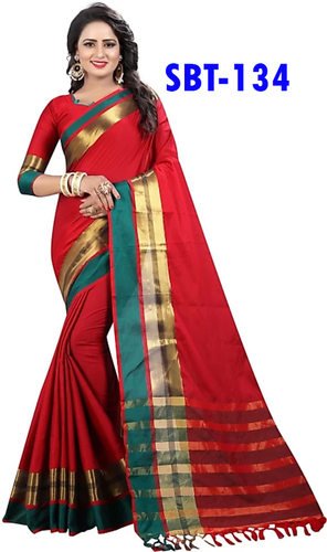 SOFT COTTON SILK SAREE WITH FANCY JHALAR