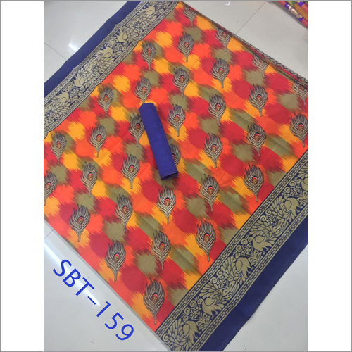 Printed Art Silk Saree With Blouse Piece