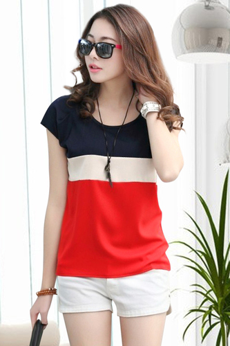 Girl Top - Crepe, Size: S, M, L, XL, Color: Red | Printed, All Season, Short Sleeves, Trendy, Washable, Comfortable Design