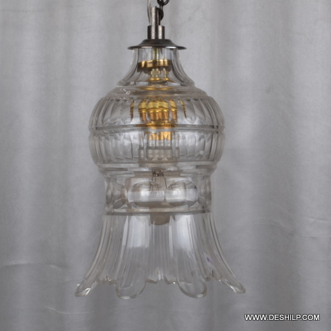 CLEAR CUTTING GLASS WALL HANGING LAMP