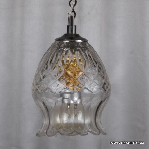 CRYSTAL SHINE CUT GLASS WALL HANGING LAMP