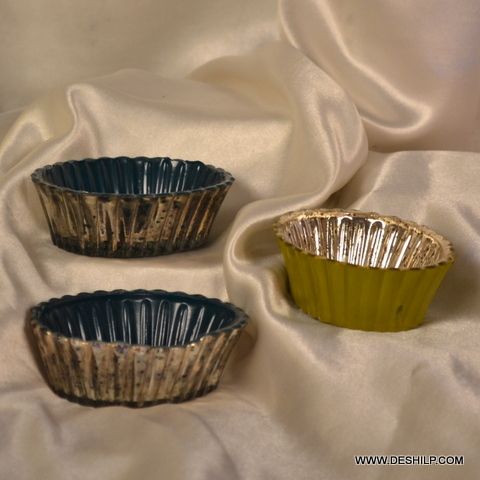 SILVER GLASS DECOR TABLE BOWLS