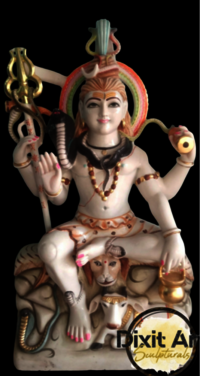 White Marble Shiva Statue - Color: Multicolour