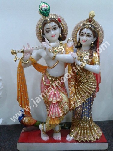 White Combined Radha Krishna Statue