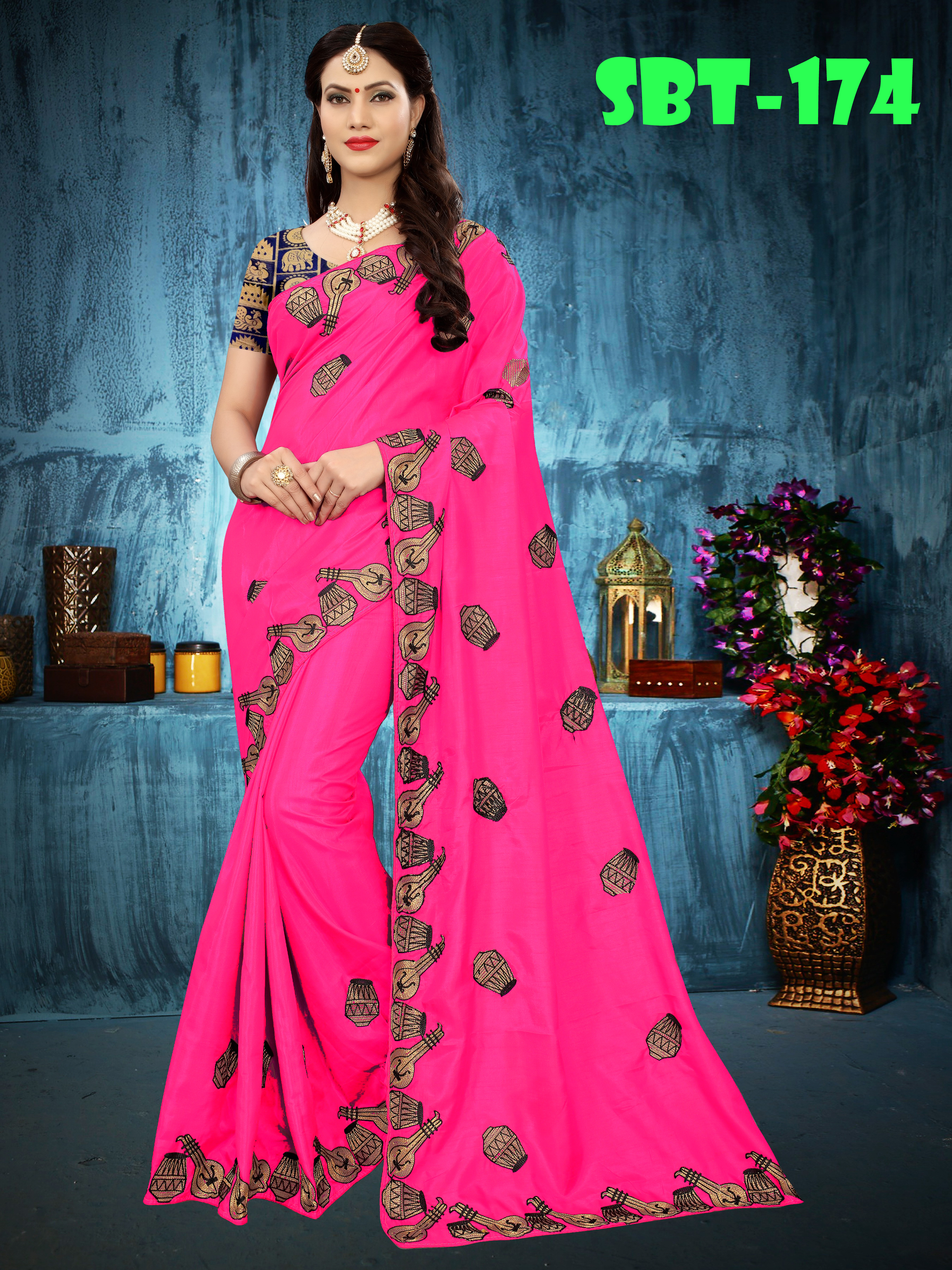 Heavy Embroidery work Sana Silk Saree
