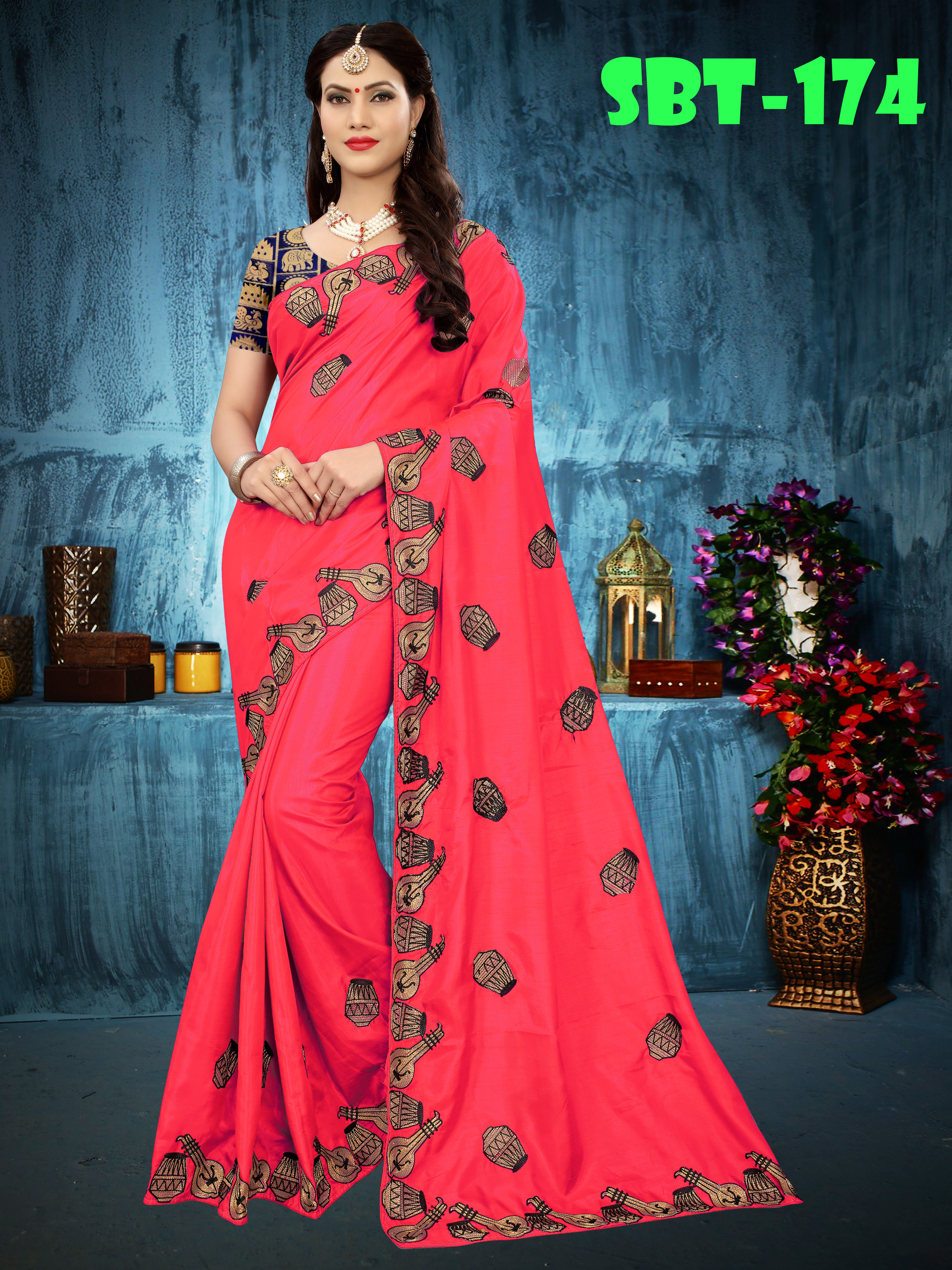 Heavy Embroidery work Sana Silk Saree