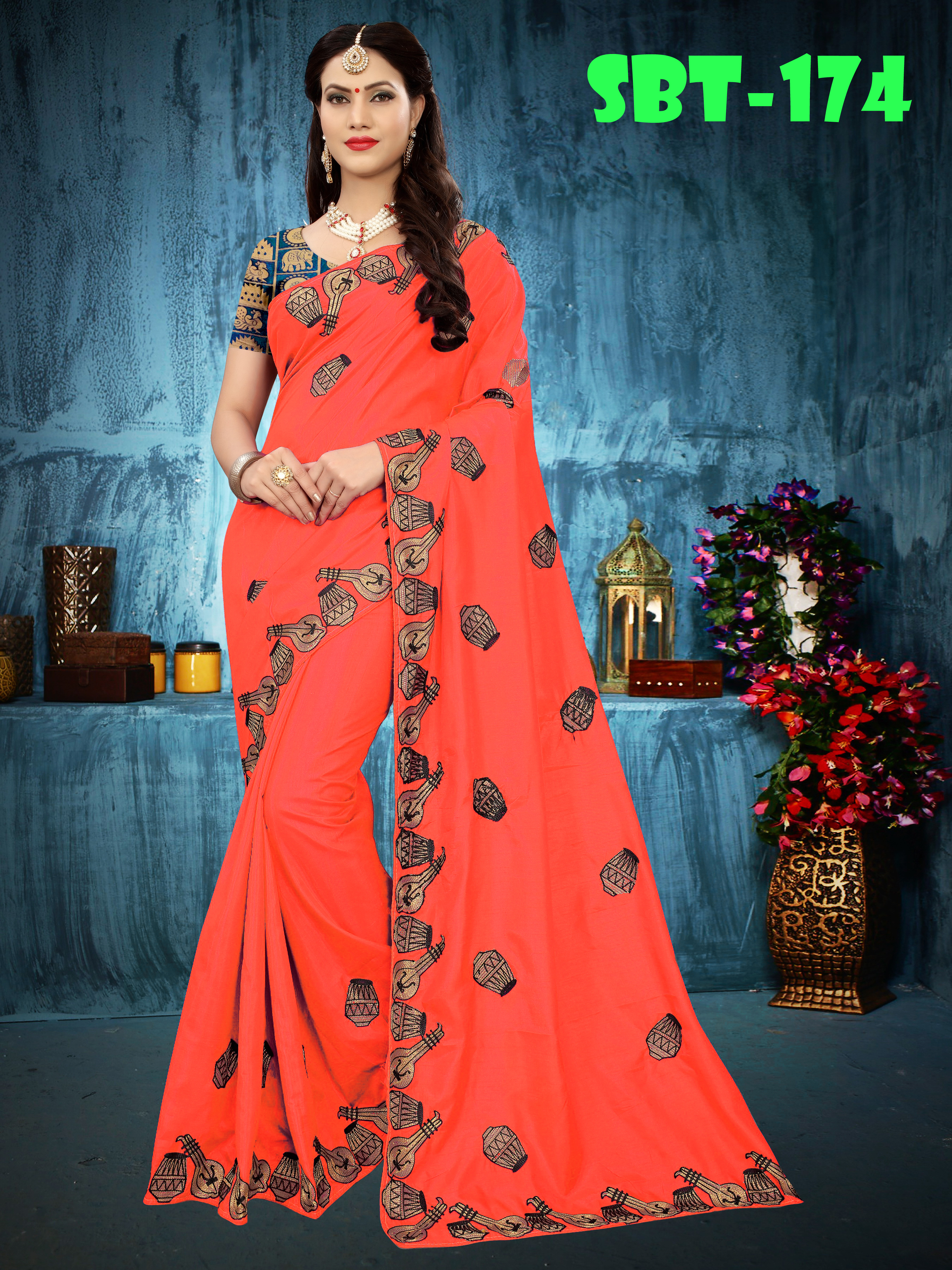 Heavy Embroidery work Sana Silk Saree